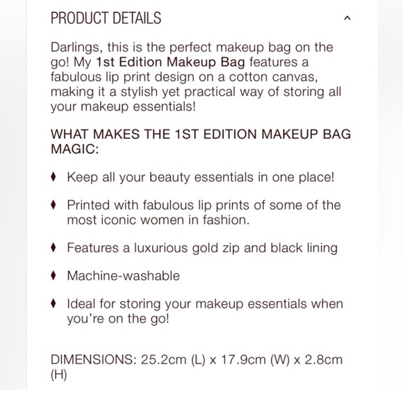 Charlotte Tilbury 1st Edition Makeup Bag Lip Print Travel Bag New Condition - Picture 5 of 5